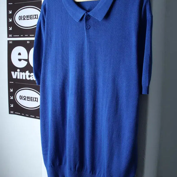 [BUNJANG] Dusty Grey Short Sleeve Collar T-Shirt Oversized Knit (XL-2XL) / (XL-2XL) 더스트그레이 반팔 카라 티셔츠 오버핏 니트-H36865