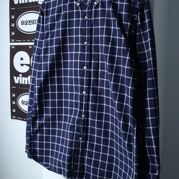 [BUNJANG] Uniqlo Pocket Check Shirt Navy / (L) 유니클로 셔츠 남방 포켓 체크 네이비 아메카지-H36888