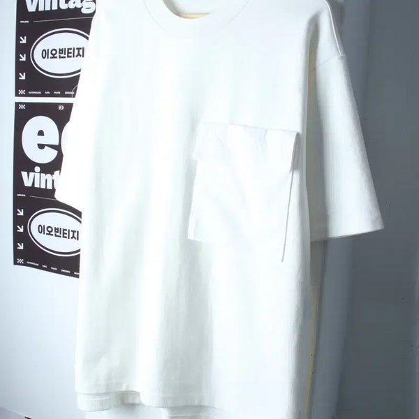 [BUNJANG] KIM MON Basic Pocket T-shirt White / (F) 키먼 반팔 티셔츠 포켓 화이트 무지 놈코어-H36897