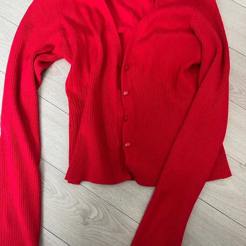 [BUNJANG] Wool Blend Knit Cardigan Red / 울혼방 레드 니트 가디건