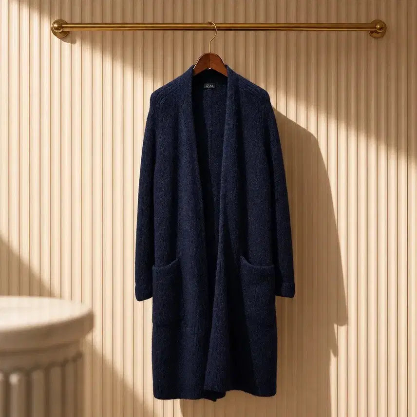 [BUNJANG] TIME Alpaca Wool Blend Long Knit Cardigan Navy Size 90 / 한섬 TIME 타임 알파카 울 블렌드  롱 니트 가디건 90사이즈