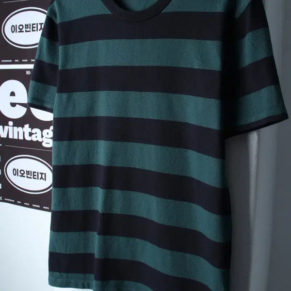 [BUNJANG] 8Seconds Striped T-Shirt Green / (S-M) 에잇세컨즈 반팔 티셔츠 스트라이프 그린 올드스쿨-H36931