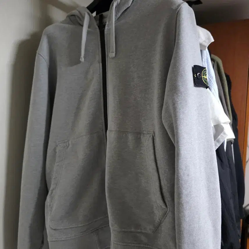[BUNJANG] Stone Island Melange Grey Hooded Zip-Up Jacket L / [L] 스톤아일랜드 멜레지 그레이 후드집업