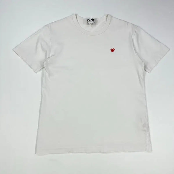 [BUNJANG] Comme des Garçons Small Heart Logo Basic T-Shirt White / (M) 꼼데가르송 스몰하트 와펜 베이직 반팔티 화이트