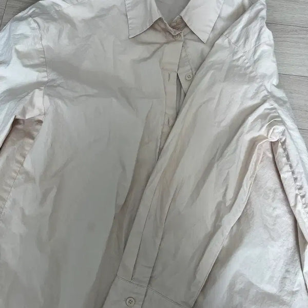 [BUNJANG] Mixxo Beige Cotton Shirt M / 미쏘 베이지 코튼 셔츠 M