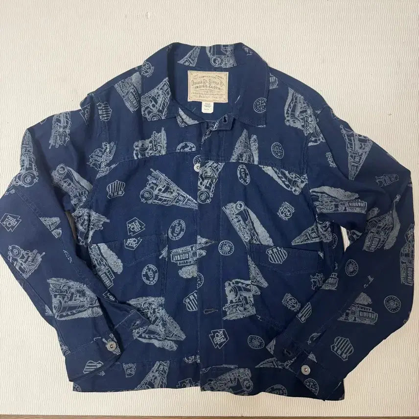 [BUNJANG] RRL Indigo Railroad Print Twill Jacket M / 더블알엘 RRL 인디고 레일로드 프린트 트윌 자켓 M
