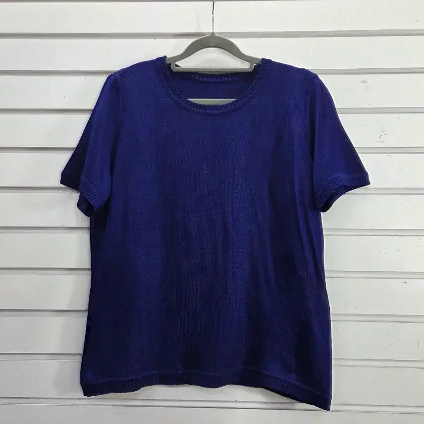 [BUNJANG] Light Purple Round Neck Summer Knit T-shirt / 청보라색 라운드넥 여성 썸머니트티/보물찾기천사