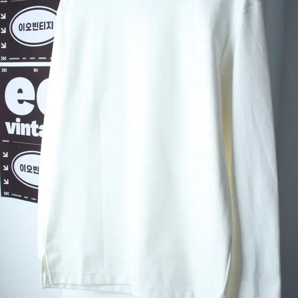[BUNJANG] Drawfit Plain Long Sleeve T-Shirt White Poly / (M-L) 드로우핏 긴팔티셔츠 무지 화이트 폴리-H36948