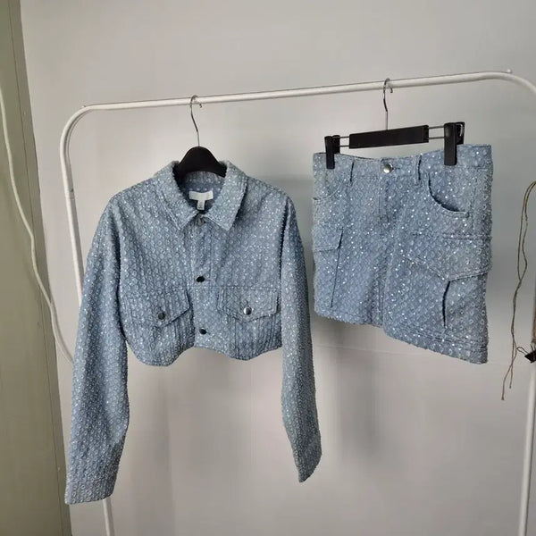 [BUNJANG] H&M Sequin Denim Set-Up (Women's M) / H&M 스팽글 데님셋업[미사용] 여성M(38EUR) 6H10