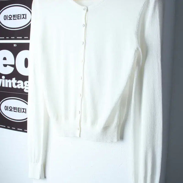 [BUNJANG] Toptencn Lightweight Knit Cardigan White / W(S-M) 탑텐 긴팔티셔츠 니트가디건 경량 화이트 놈코어-H36952