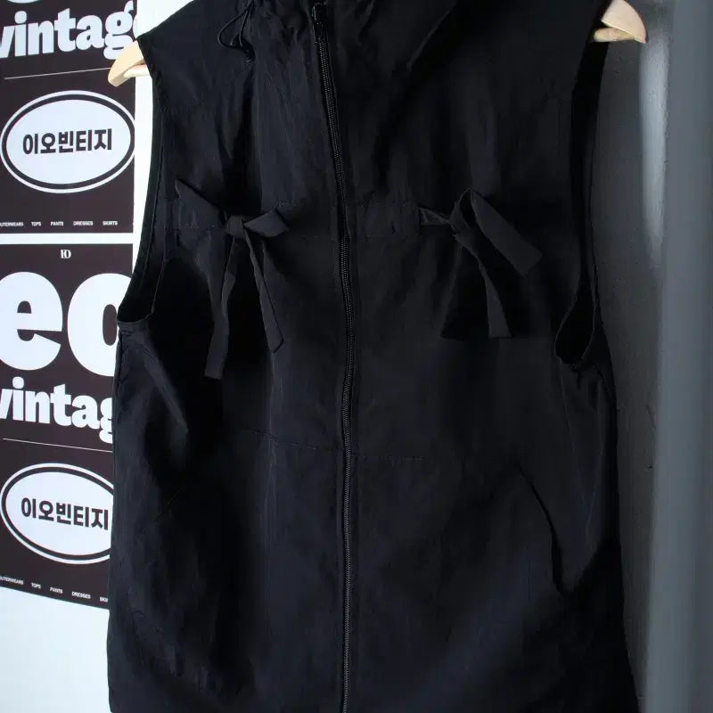 [BUNJANG] W Brand Nylon Windbreaker Zip-up Jumper Vest Black / W(F) 니어노어 집업 바람막이 점퍼자켓 조끼 나일론 블랙-H36956