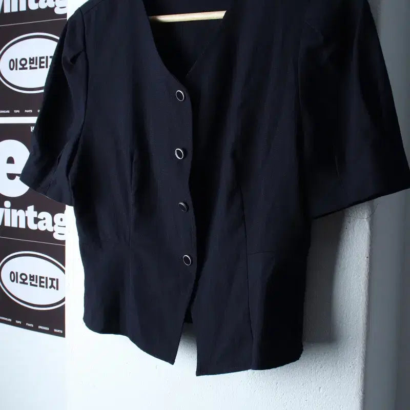 [BUNJANG] Mvio Zip-up Windbreaker Jacket Short Sleeve Crop Navy - H36961 / W(M) 미쏘 집업 바람막이 점퍼자켓 반소매 크롭 네이비-H36961