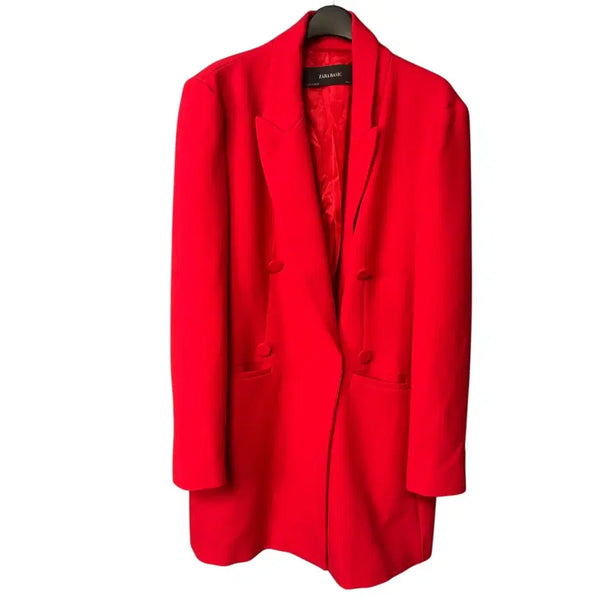 [BUNJANG] Zara Women's Red Double-Breasted Wool Coat / XL 자라 여성 레드 더블 코트