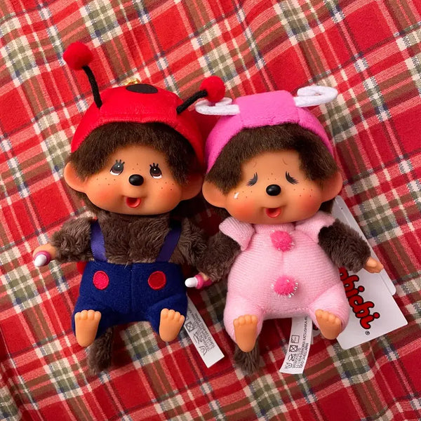[BUNJANG] Crying Butterfly Monchhichi + Ladybug Monchhichi Keychain Set / 울보 나비 몬치치 + 무당벌레 몬치치 키링