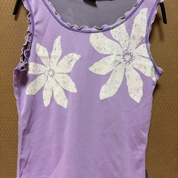 [BUNJANG] Vintage Japanese Floral Frill Camisole / 일본 빈티지 플라워 프릴 나시