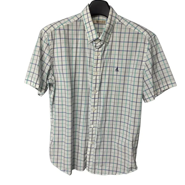 [BUNJANG] Beanpole Logo White Check Half Shirt / 110 빈폴 로고 화이트 체크 하프 셔츠