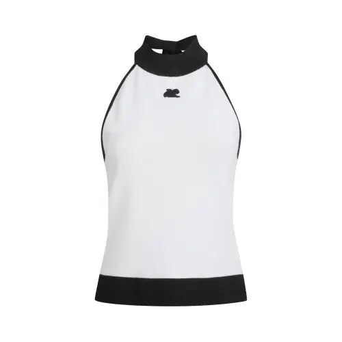 [BUNJANG] LUCKY CHOUETTE White Ribbon Halterneck Tank Top / 럭키슈에뜨 백 리본 홀터넥 나시279000