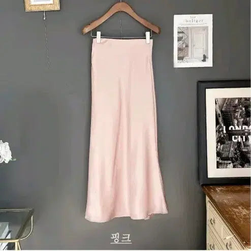 [BUNJANG] Satin Long Skirt (Pink) / 새상품) 새틴 롱스커트(핑크)