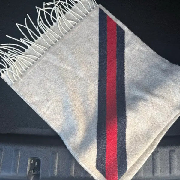 [BUNJANG] Gucci Muffler Shawl Beige Three-Stripe / 구찌 머플러 베이지 삼선 숄