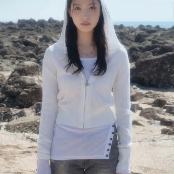 [BUNJANG] AZ ON Nadia Summer Hoodie Zip-Up Cardigan / 애즈온 나디아 후드 집업 가디건 썸머