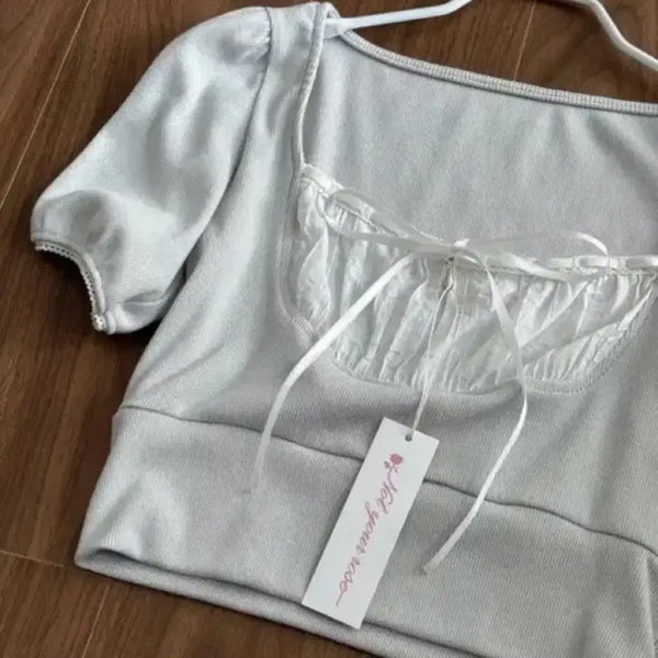[BUNJANG] Not Your Rose Daisy Tip Blouse Grey / 낫유어로즈 데이지팁 블라우스 그레이