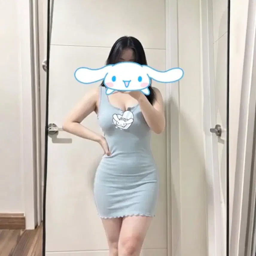 [BUNJANG] Ribbed Knit Dress Set with Seamless Panties / 골지쫀득원피스 세트 (중고팬티포함) 착샷O