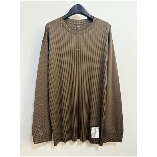 [BUNJANG] Satisfy Aura Light Pleats Long T-Shirt Olive / 세티스파이 / 아우라라이트 플리츠 롱 티셔츠 올리브 / L