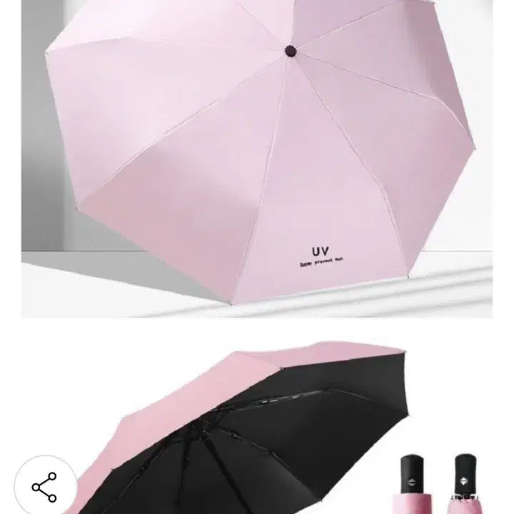 [BUNJANG] 3-Section Automatic Umbrella with UV Protection (Pink, Sky, Black, White) / UV 차단 3단 자동 우산 (핑크, 스카이, 블랙, 화이트)