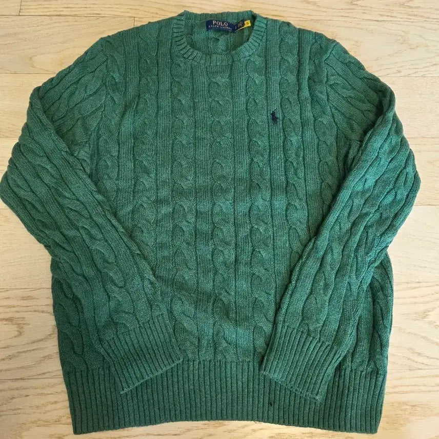 [BUNJANG] Polo Ralph Lauren Cable Knit Sweater Green S / 폴로 랄프로렌 케이블 니트 그린 S