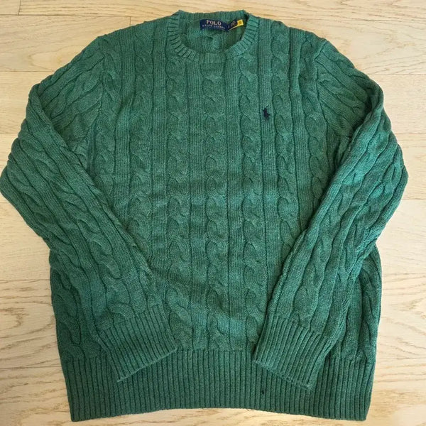 [BUNJANG] Polo Ralph Lauren Cable Knit Sweater Green S / 폴로 랄프로렌 케이블 니트 그린 S