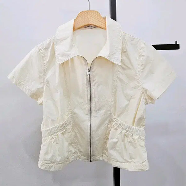 [BUNJANG] Yellow Cotton Short Sleeve Jumper / 새제품 연노랑 면 반팔 점퍼