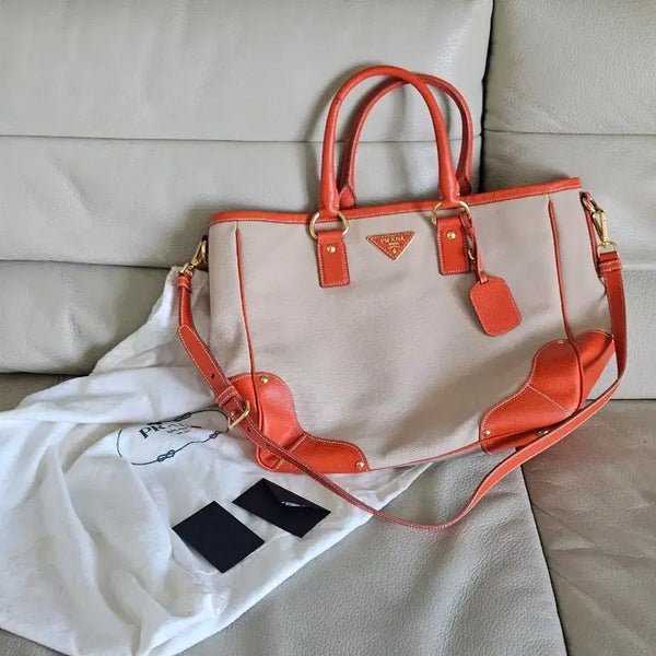 [BUNJANG] Prada Tote Bag Orange Combo / 프라다 토트백 오렌지 콤비