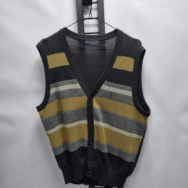 [BUNJANG] Saint Laurent Wool Knit Vest Stripe / 입생로랑 니트 조끼 울 브이넥 베스트 스트라이프 100