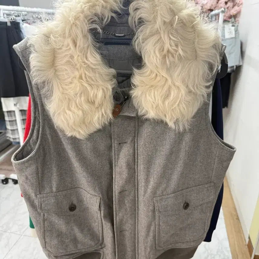 [BUNJANG] Ralph Lauren Gray Fur Vest L / 랄프로렌 그레이 퍼 베스트 L