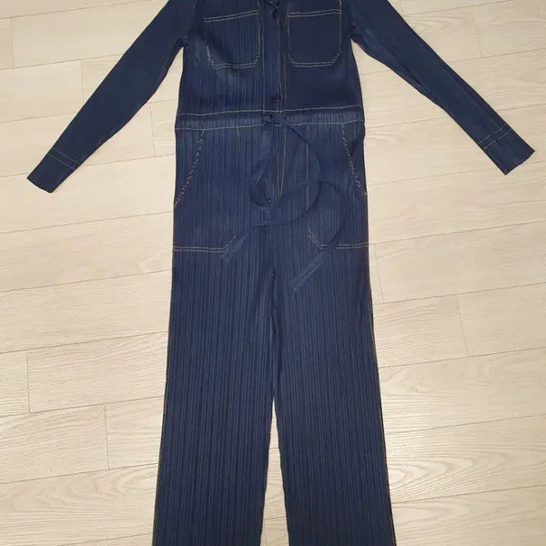 [BUNJANG] Denim Pintuck Jumpsuit / 데님 핀턱 점프수트
