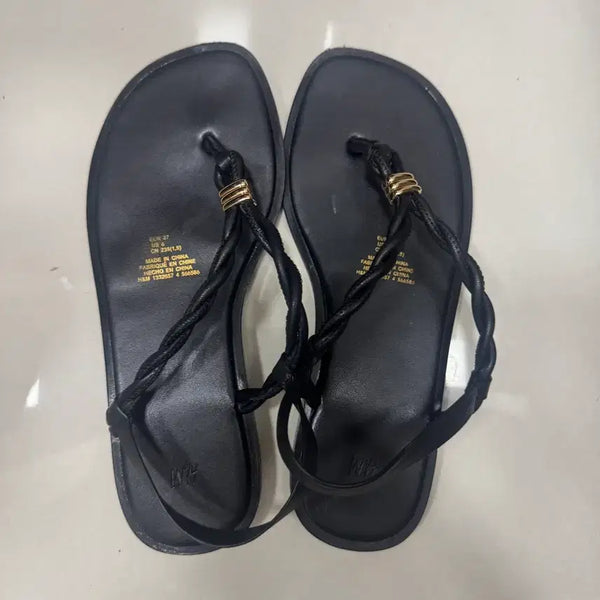 [BUNJANG] H&M Black Braided Detail Slides Sandals / H&M 쪼리 샌들 블랙