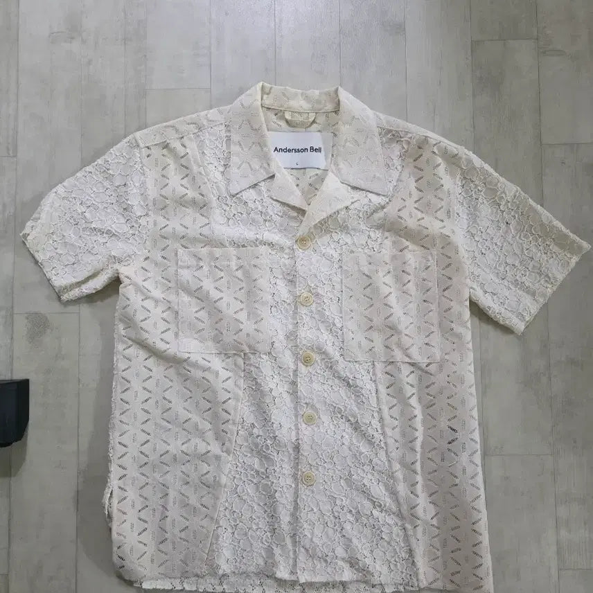 [BUNJANG] Andersson Bell Half Shear Flower Lace Shirt L / 앤더슨벨 하프 시어 플라워 레이스 셔츠 L