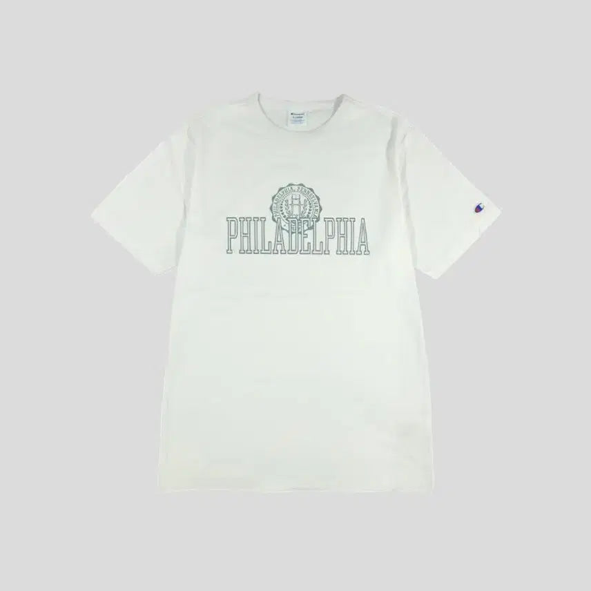 [BUNJANG] Champion JP Philadelphia Logo Cotton T-Shirt L / 챔피온 JP 화이트 민트 필라델피아 로고 암패치 올드스쿨 코튼 반팔 티셔츠 L