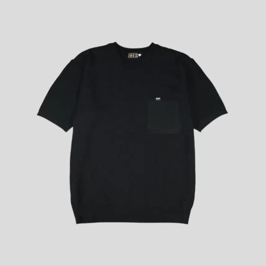 [BUNJANG] DAKS Black Gray Logo Chest Pocket Round Neck Short Sleeve Knit Half Knit L / DAKS 닥스 블랙 그레이 로고 체스트포켓 라운드넥 반팔니트 하프니트 L