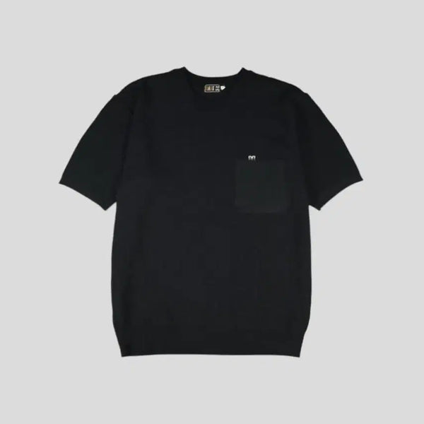 [BUNJANG] DAKS Black Gray Logo Chest Pocket Round Neck Short Sleeve Knit Half Knit L / DAKS 닥스 블랙 그레이 로고 체스트포켓 라운드넥 반팔니트 하프니트 L