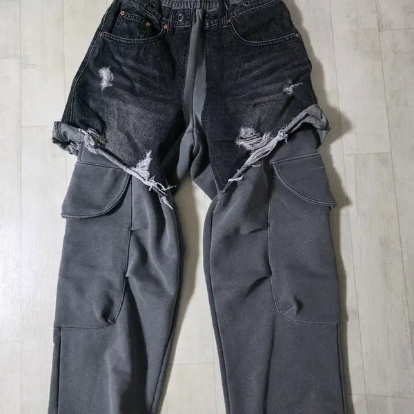 [BUNJANG] Andersson Bell Rugged Denim Inset Sweatpants S / 앤더슨벨 러그드 데님 인셋 스웻 팬츠 S