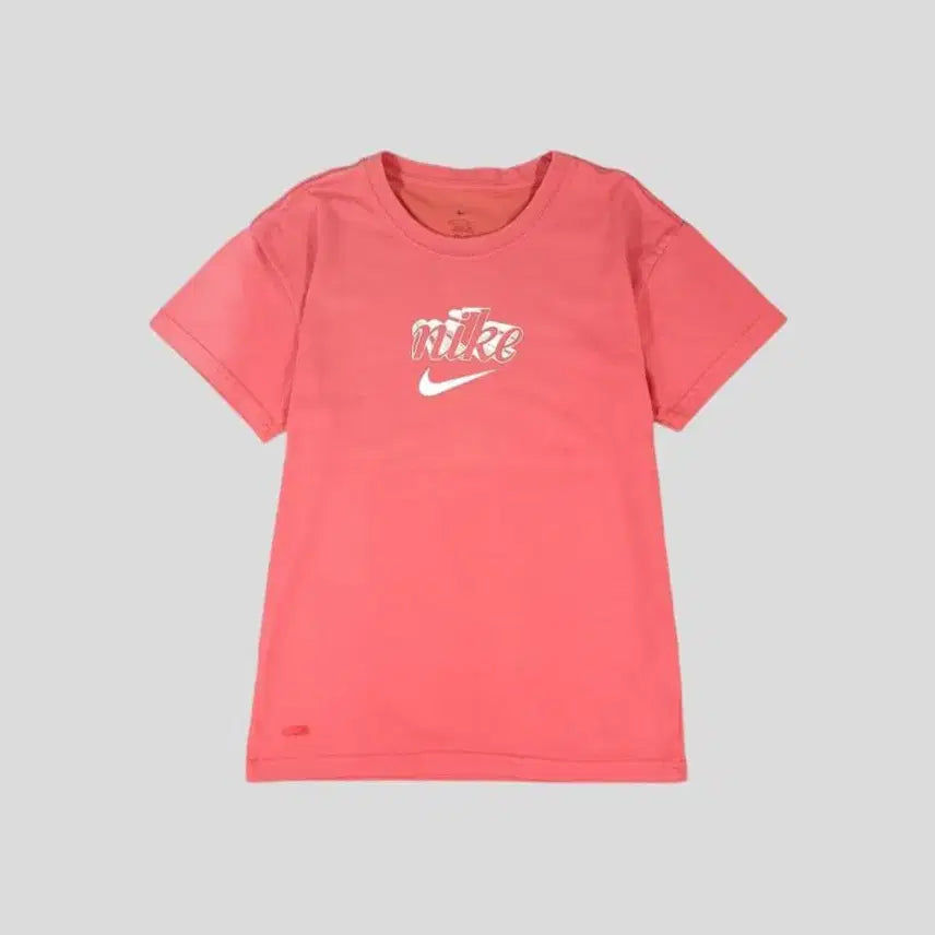 [BUNJANG] Nike JP Fading Pink White Swoosh Logo 3D Spellout Dri-FIT Cotton Blend Y2K T-Shirt (Woman's L) / 나이키 JP 페이딩 핑크 화이트 배색 스우시 로고 3D스펠아웃 드라이핏 코튼블렌드 Y2K 반팔 티셔츠 WOMANS L