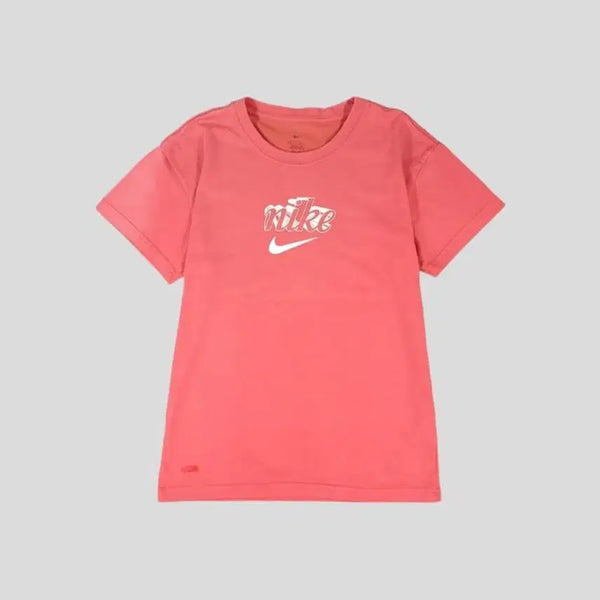 [BUNJANG] Nike JP Fading Pink White Swoosh Logo 3D Spellout Dri-FIT Cotton Blend Y2K T-Shirt (Woman's L) / 나이키 JP 페이딩 핑크 화이트 배색 스우시 로고 3D스펠아웃 드라이핏 코튼블렌드 Y2K 반팔 티셔츠 WOMANS L