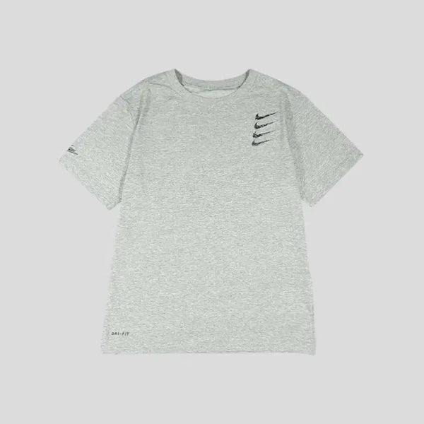[BUNJANG] Nike Geometric Quadra Swoosh Logo Dri-FIT Cotton Blend Short Sleeve T-Shirt / 나이키 그레이 블랙 배색 기하학 쿼드라스우시 로고 드라이핏 코튼블렌드 반팔 티셔츠 M-L