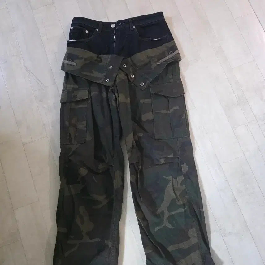 [BUNJANG] Andersson Bell Camouflage Double Waist Wide Work Pants / 앤더슨벨 카모플라쥬 더블 웨이스트 워크 와이드 팬츠 28