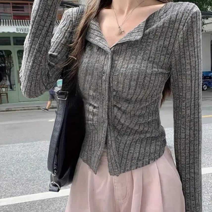 [BUNJANG] Ribbed Knit Cardigan New Arrival / 골지 니트 가디건 새상품