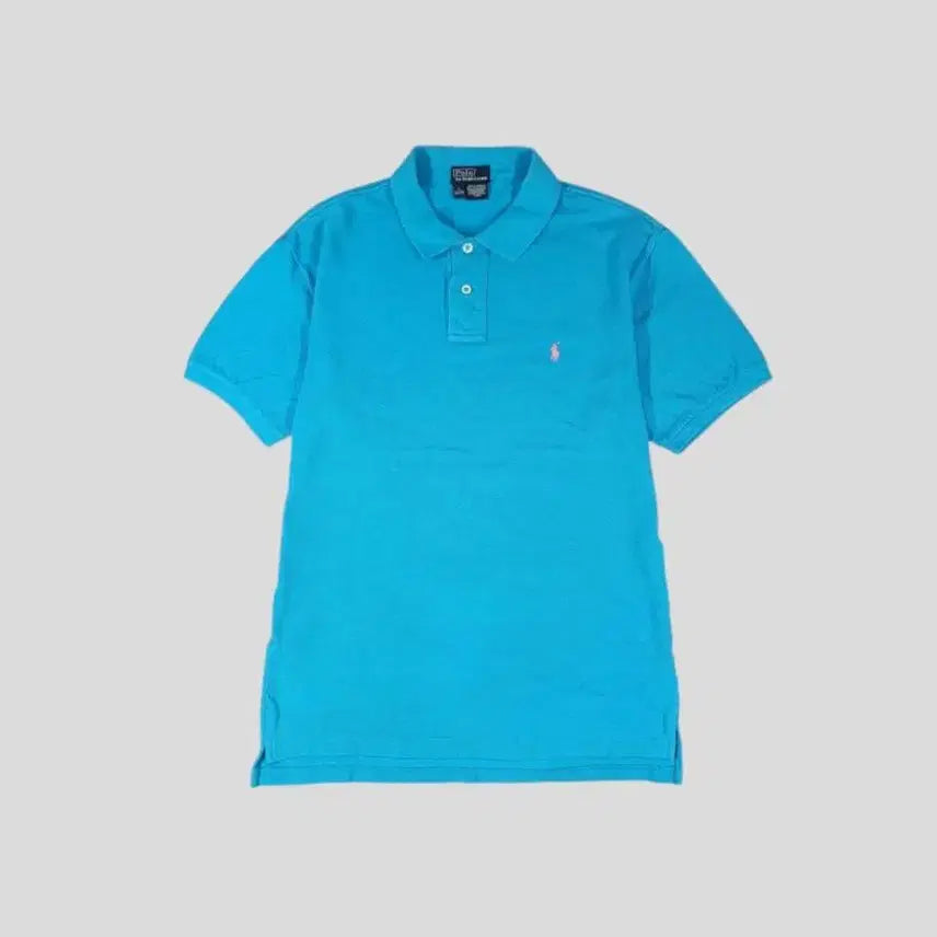 [BUNJANG] Polo Ralph Lauren Sky Blue Baby Pink Pony Half-Button Collar Neck PK Pique Short Sleeve T-Shirt / 폴로랄프로렌 스카이블루 베이비핑크포니 하프버튼 카라넥 PK 피케 반팔 티셔츠 M