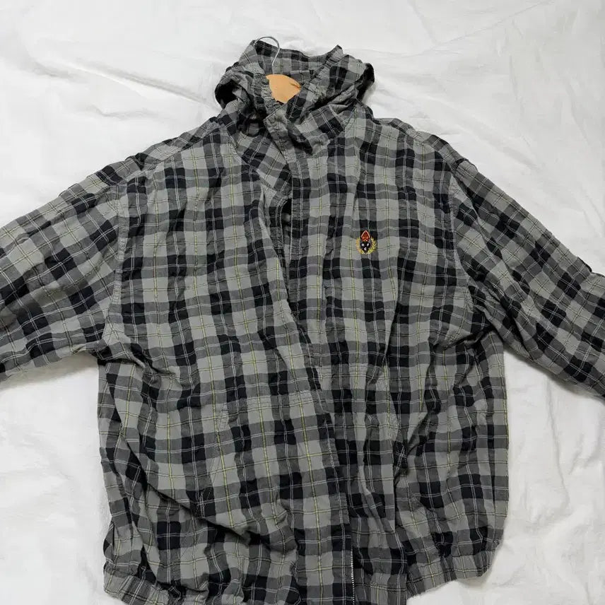 [BUNJANG] Heritagefloss Crest Check Hooded Jacket (Size M) / 헤리티지플로스 크레스트 체크 후드 자켓 m사이즈
