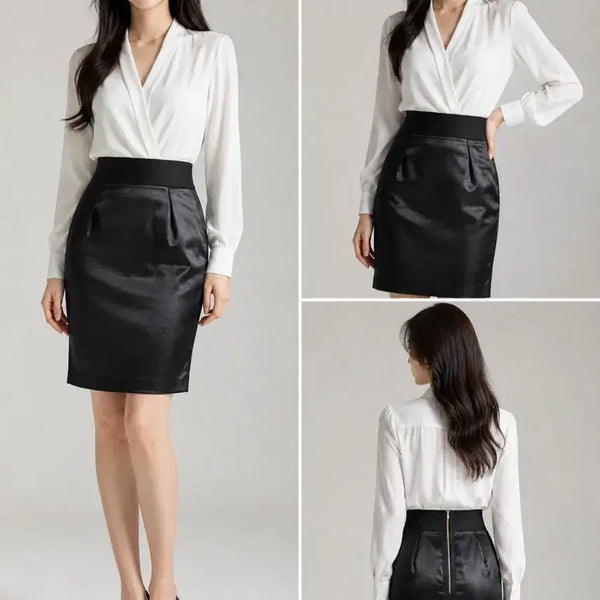 [BUNJANG] TIME Postmodern Black Satin Skirt / 타임 포스트모던 블랙 새틴 스커트 27~28