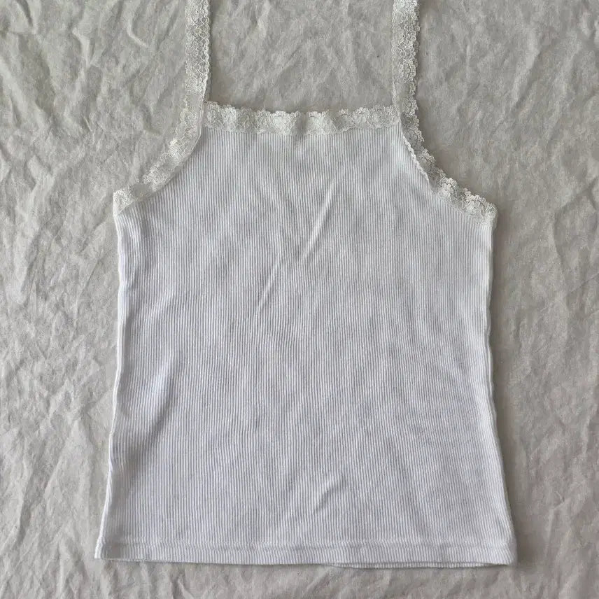 [BUNJANG] Lace Ribbed Camisole for Layering / 이너 레이어드용 레이스 골지 나시